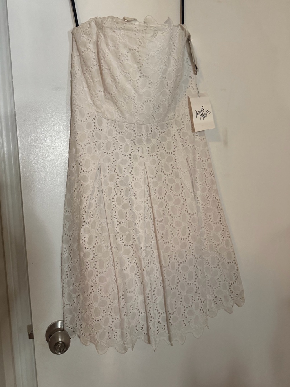laundry by shelli segal optic white strapless lace dress size 8